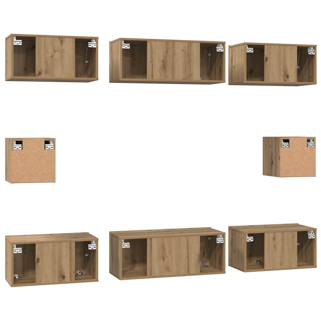 Set TV komoda Zidne 8 pcs Umjetnički hrast Konstruirano drvo