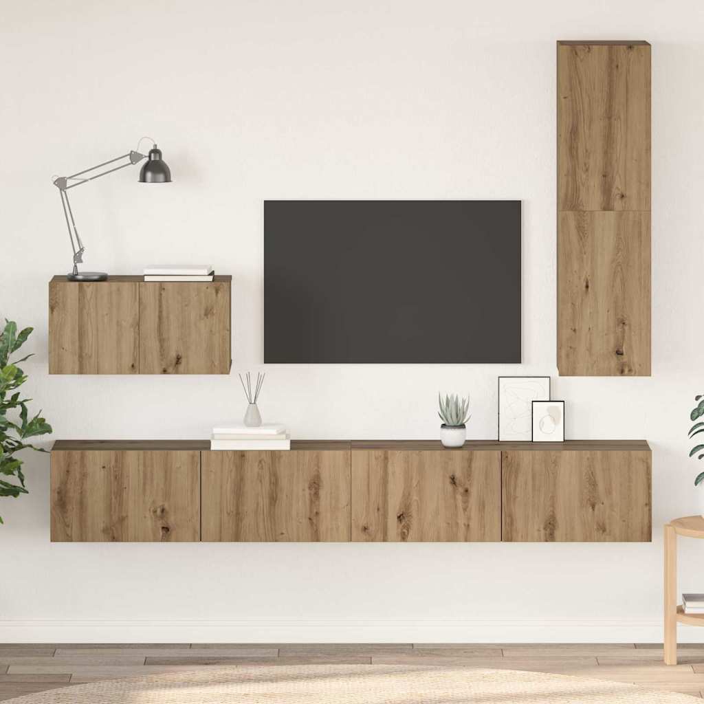 TV Kabinet za Zid 4 pcs Umjetnički hrast Konstruirano drvo
