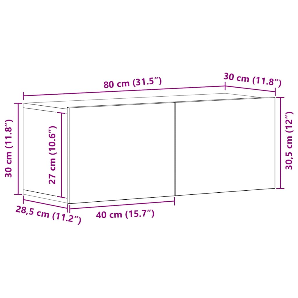 Set TV komoda Zidne 7 pcs Crni hrast Konstruirano drvo