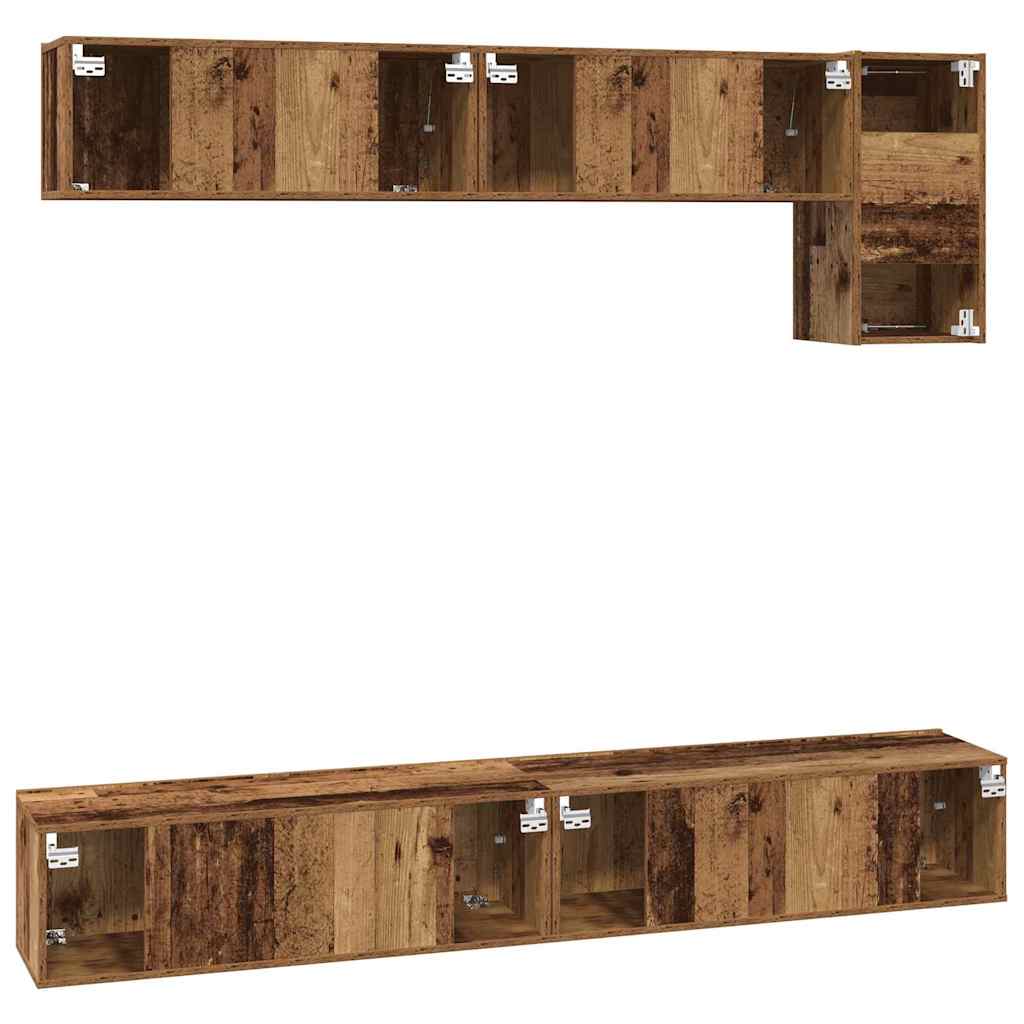 Set TV komoda Zidne 5 pcs Staro drvo Konstruirano drvo