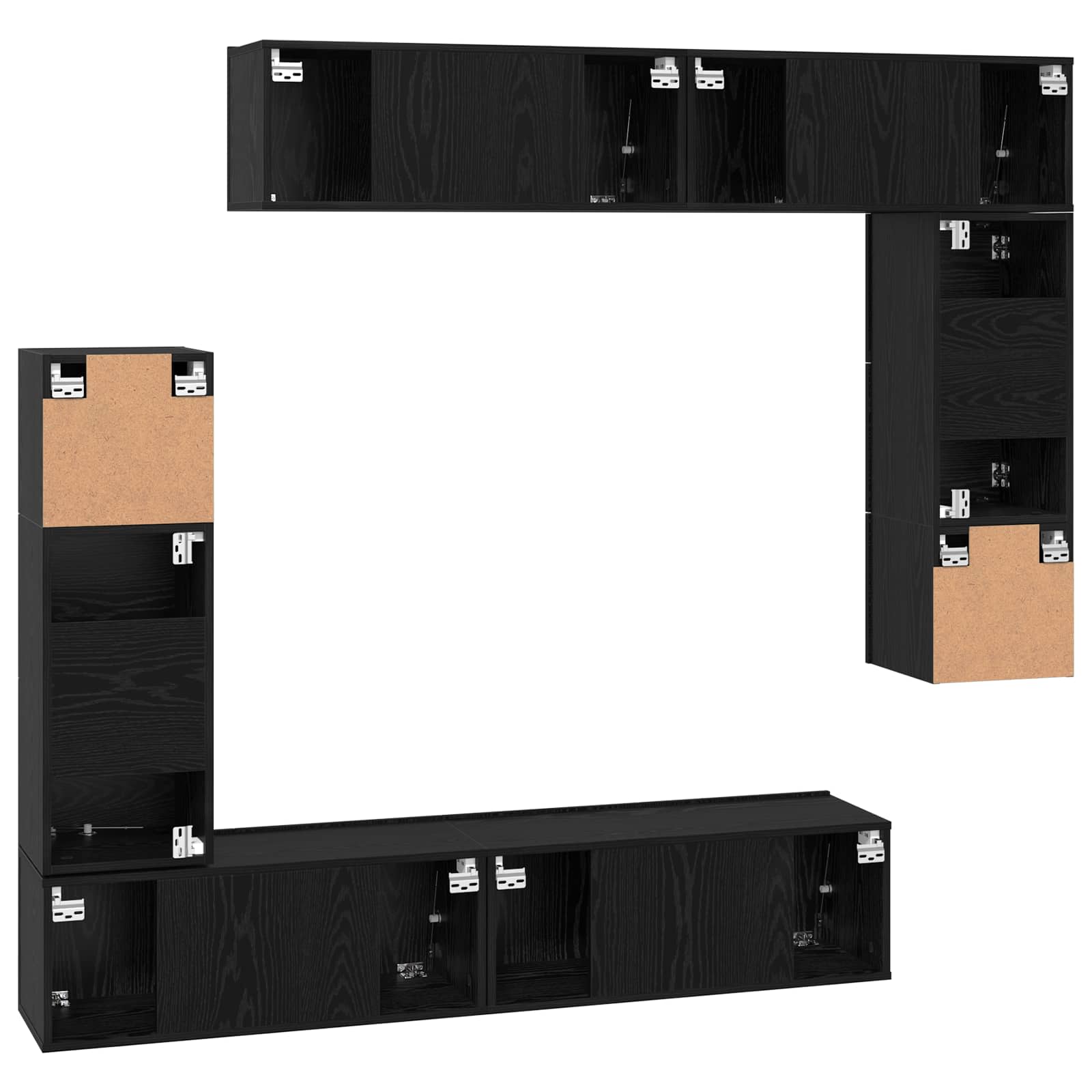 Set TV komoda Zidne 8 pcs Crni hrast Konstruirano drvo