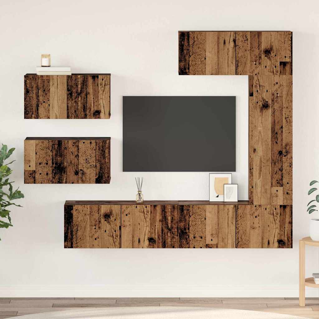 Set TV komoda Zidne 6 pcs Staro drvo Konstruirano drvo