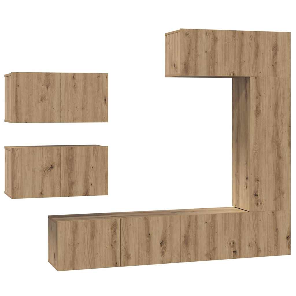 Set TV komoda Zidne 6 pcs Umjetnički hrast Konstruirano drvo