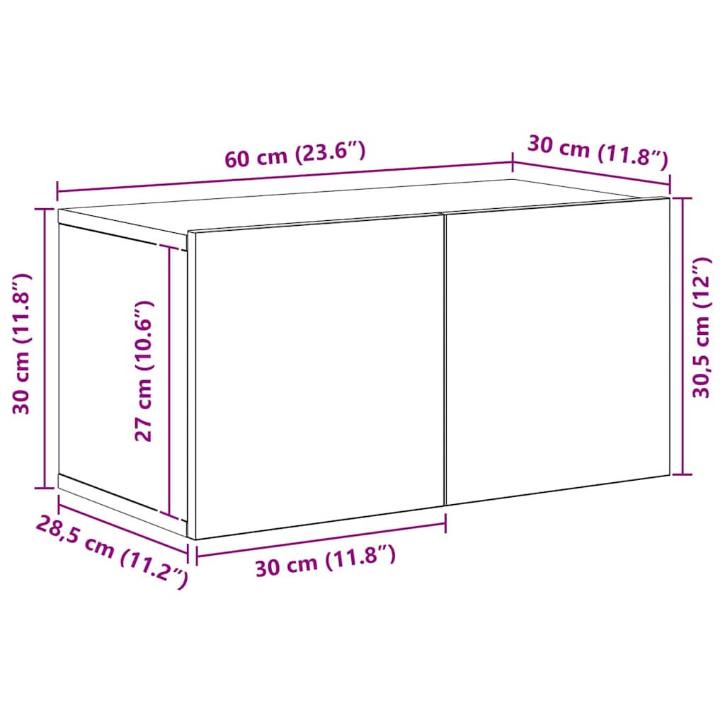 Set TV komoda s ladicama 4 pcs Crni hrast Konstruirano drvo