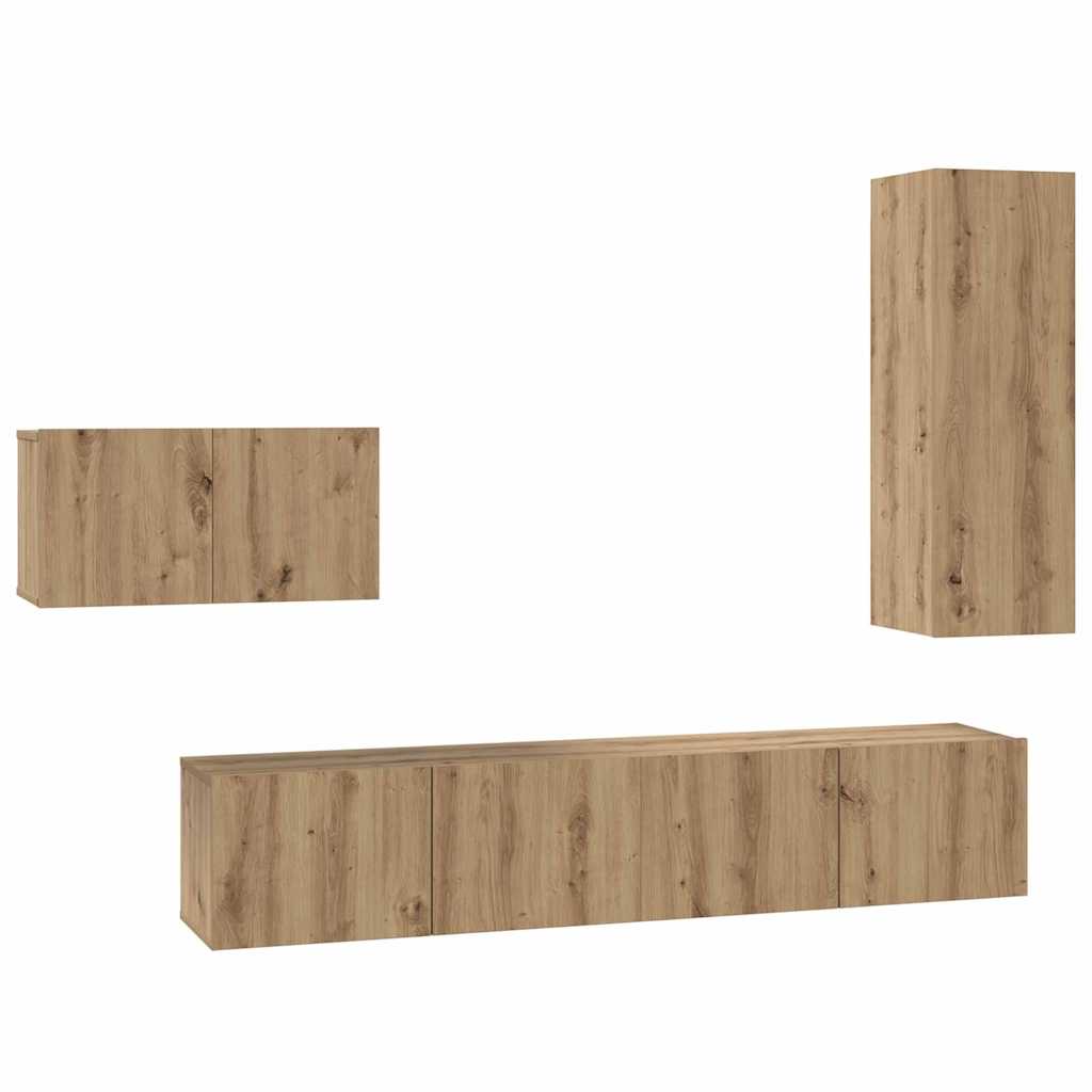 Set TV komoda Zidne 4 pcs Umjetnički hrast Konstruirano drvo
