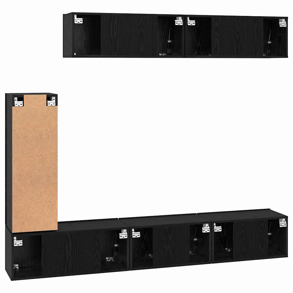 Set TV komoda Zidne 6 pcs Crni hrast Konstruirano drvo