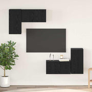 Set TV komoda 4 kom. Crni hrast Konstruirano drvo