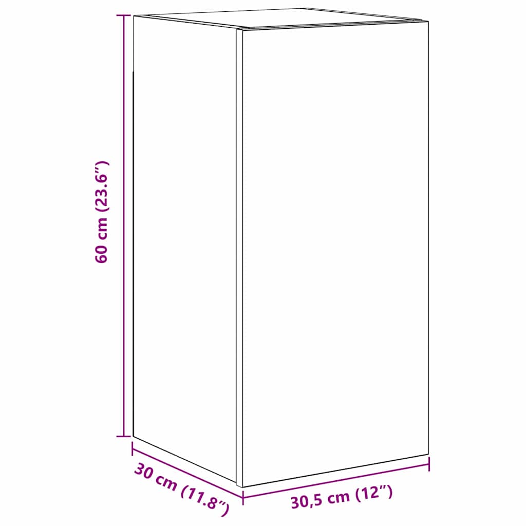 TV Kabinet za Zid Zidne 2 pcs Crni hrast Konstruirano drvo