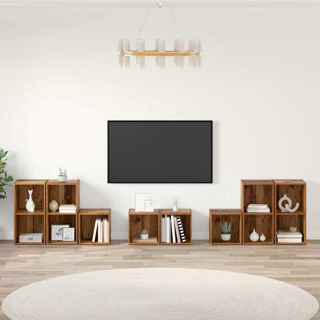Set TV stalka Zidne 8 pcs Staro drvo Konstruirano drvo