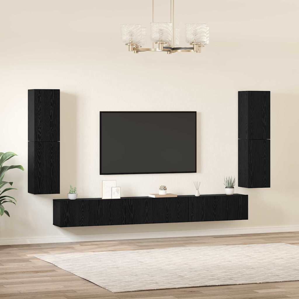 TV Jedinice Zidne 4 pcs Crni hrast Konstruirano drvo