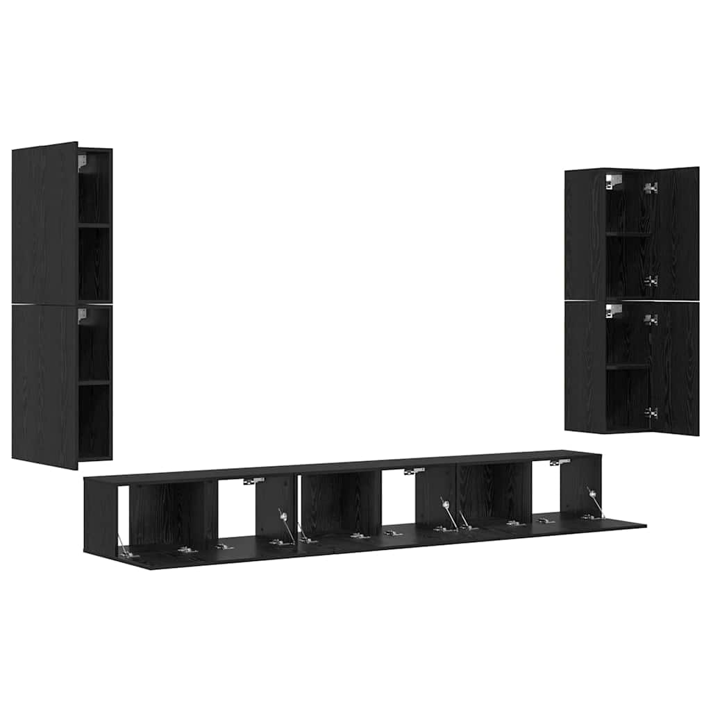 TV Jedinice Zidne 4 pcs Crni hrast Konstruirano drvo