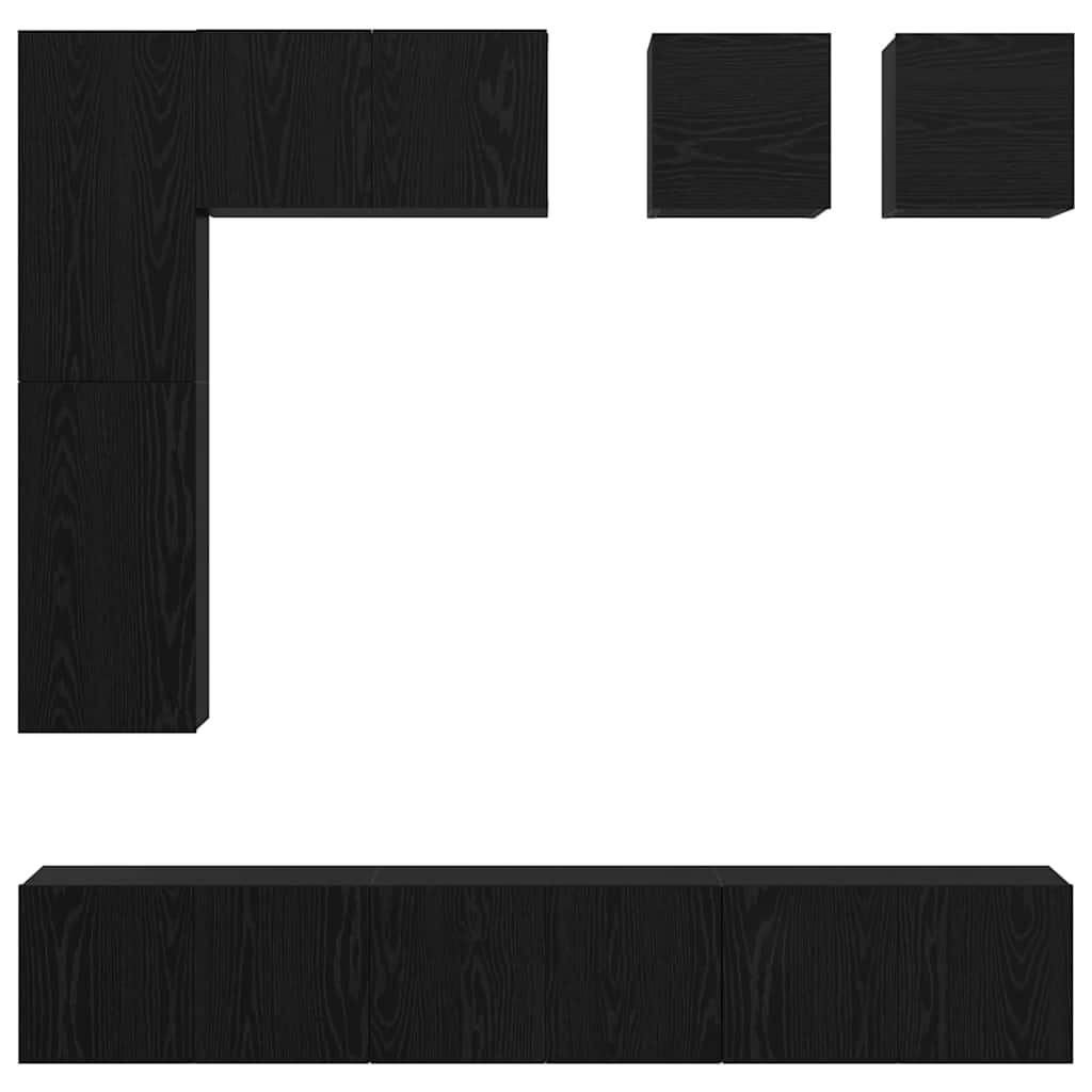 Set TV komoda Zidne 8 pcs Crni hrast Konstruirano drvo