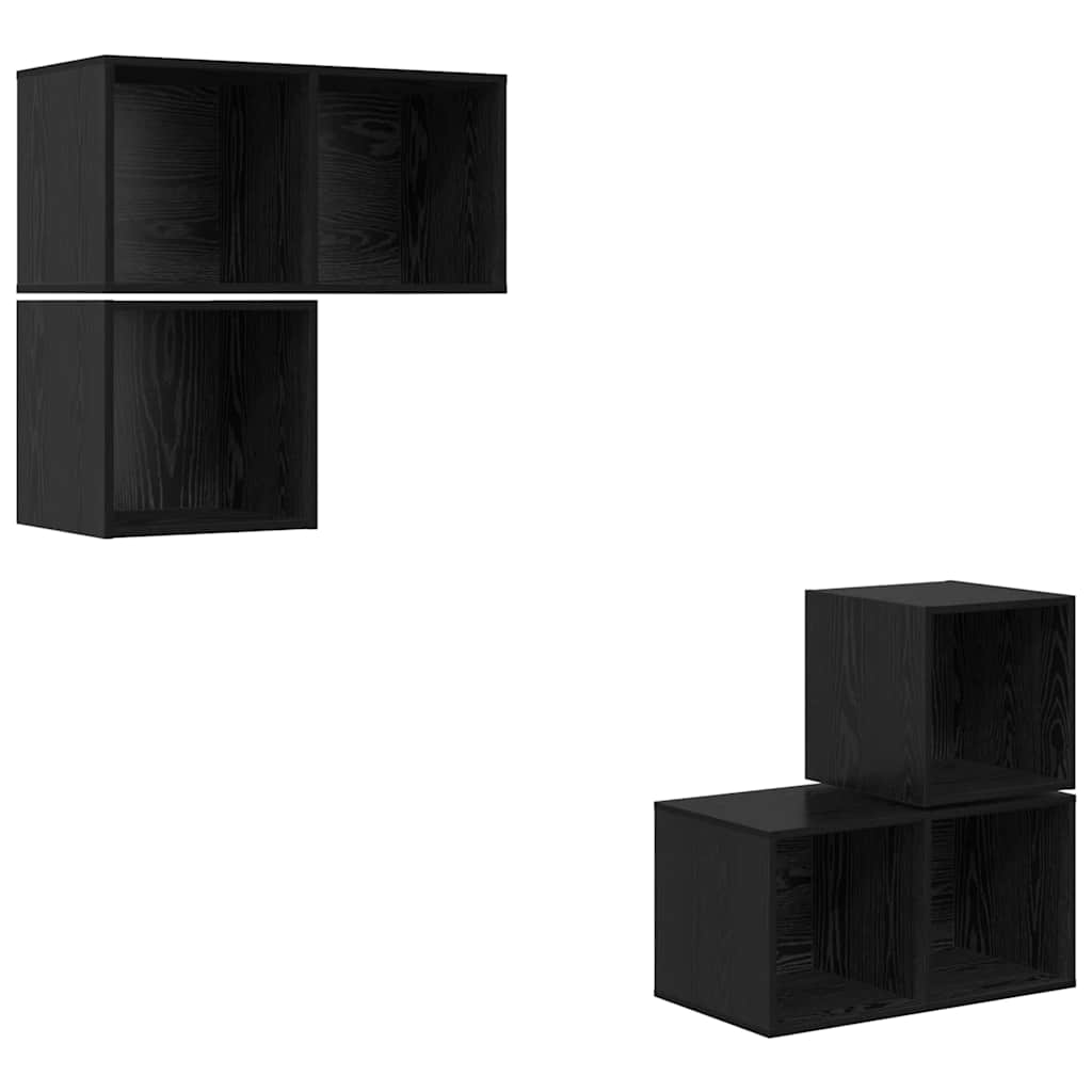 Set TV komoda Zidne 4 pcs Crni hrast Konstruirano drvo