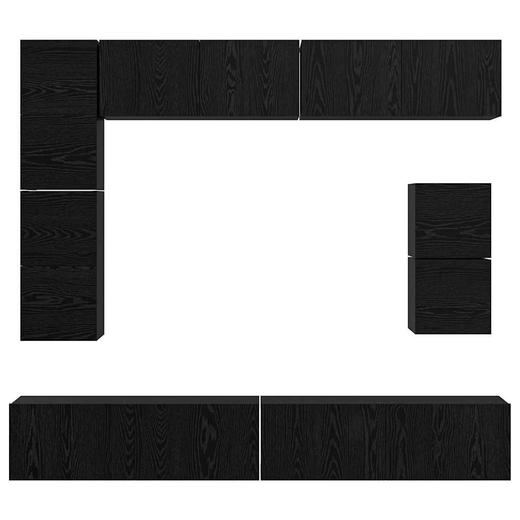 Set TV komoda Zidne 8 pcs Crni hrast Konstruirano drvo