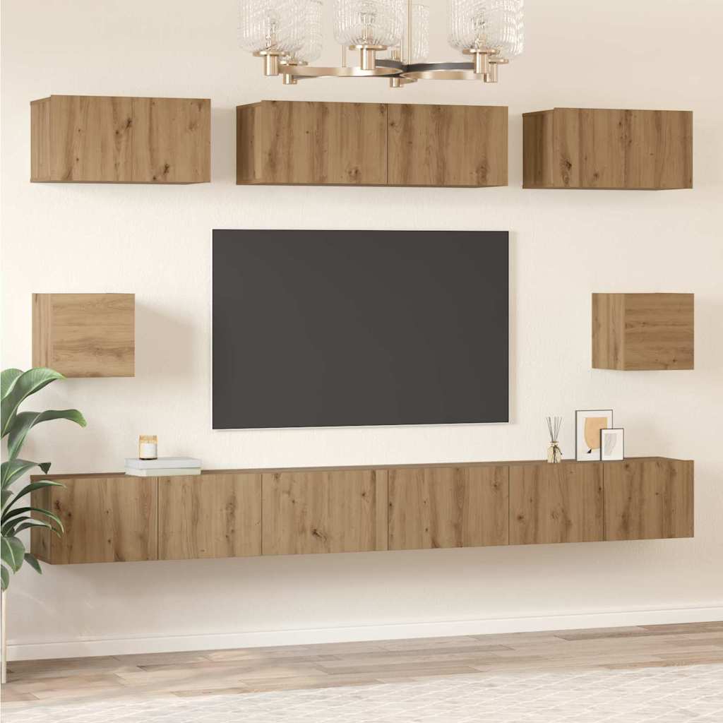Set TV komoda Zidne 8 pcs Umjetnički hrast Konstruirano drvo