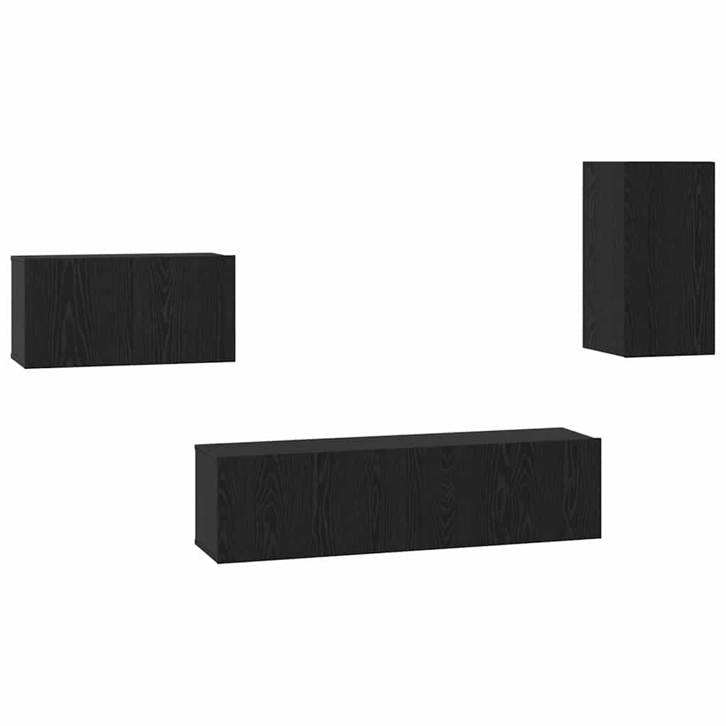 Set TV komoda s ladicama Zidne Crni hrast Konstruirano drvo