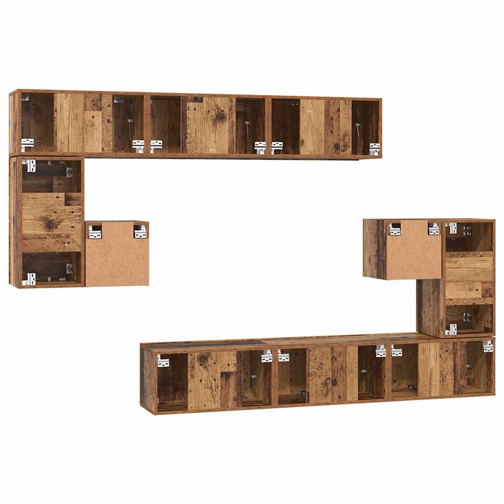 Set TV komoda Zidne 10 pcs Staro drvo Konstruirano drvo