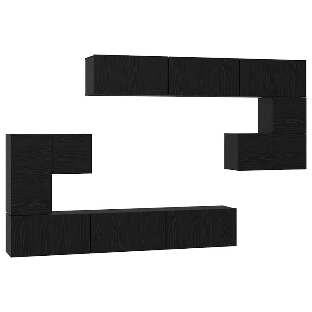 Set TV komoda Zidne 10 pcs Crni hrast Konstruirano drvo