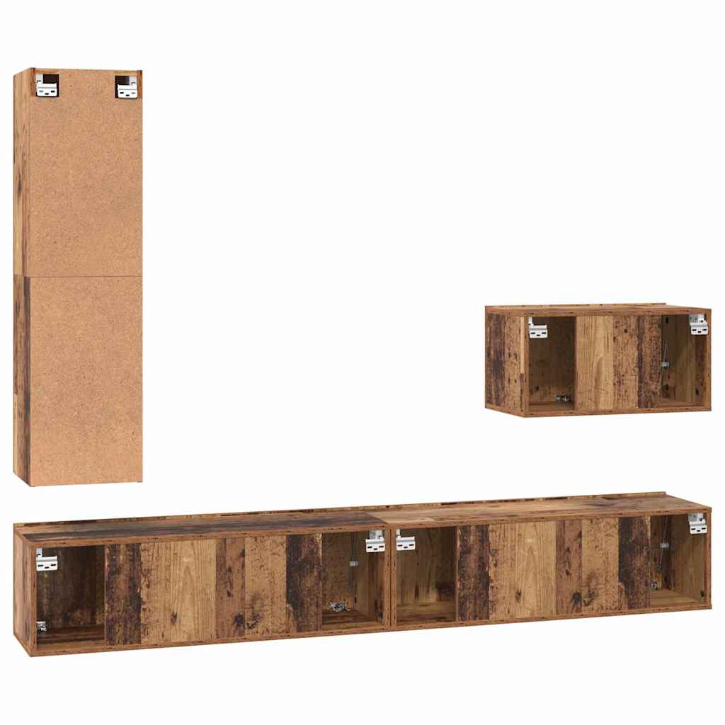 Set TV komoda s ladicama 4 pcs Staro drvo Konstruirano drvo