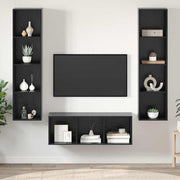 Set TV komoda 3 kom. Crni hrast Konstruirano drvo Crna 37 x 37 x 142,5 cm