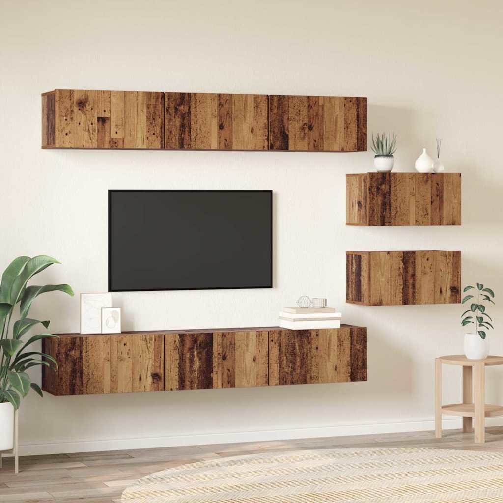 Set TV komoda Zidne Staro drvo Konstruirano drvo