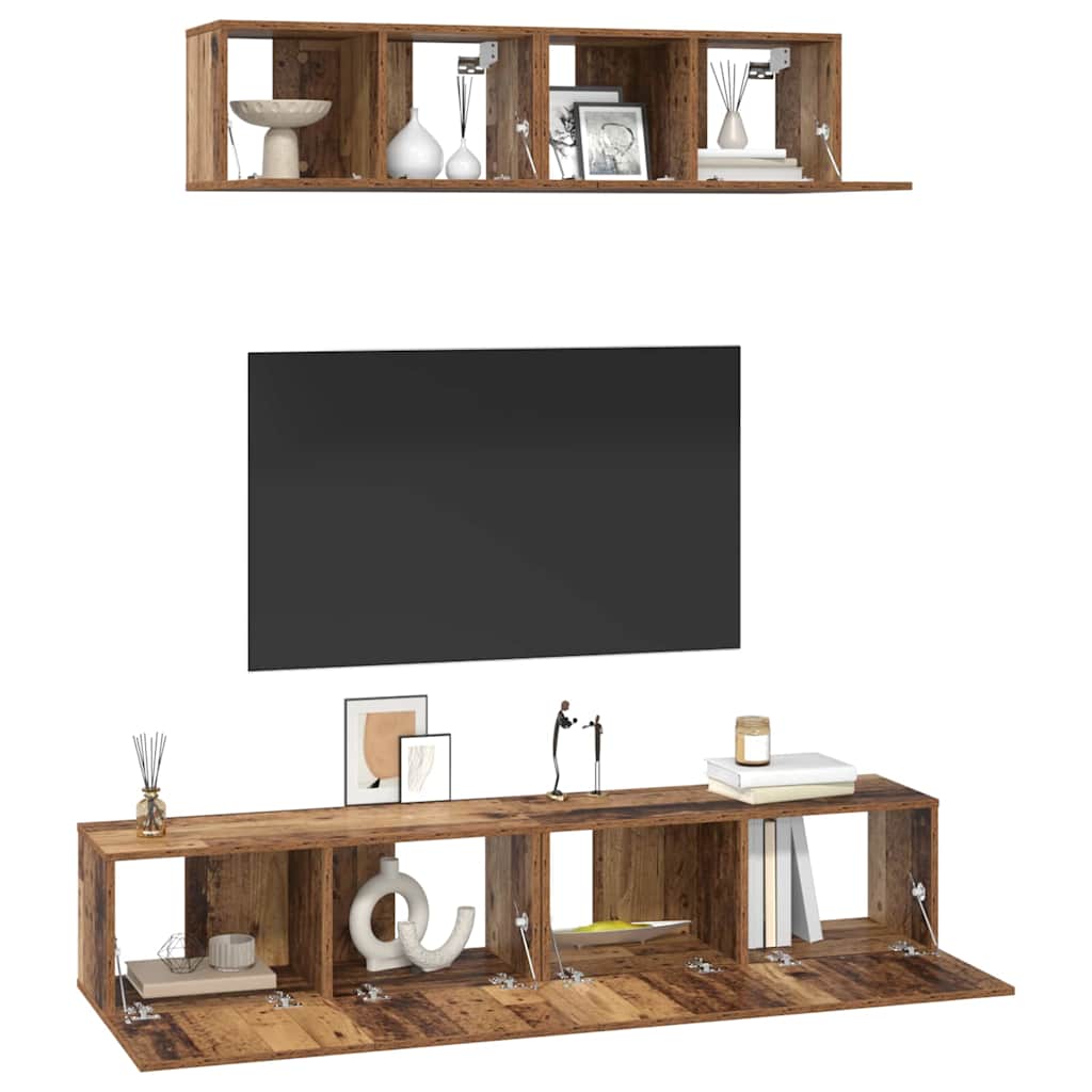 Set TV komoda Zidne 4 pcs Staro drvo Konstruirano drvo