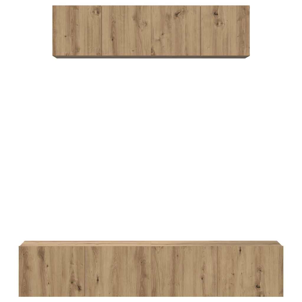 Set TV komoda Zidne 4 pcs Umjetnički hrast Konstruirano drvo