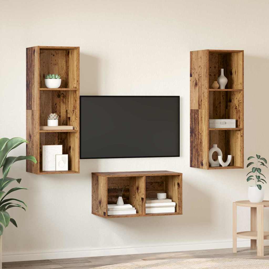 Set TV komoda Staro drvo 37 x 37 x 107 cm Konstruirano drvo