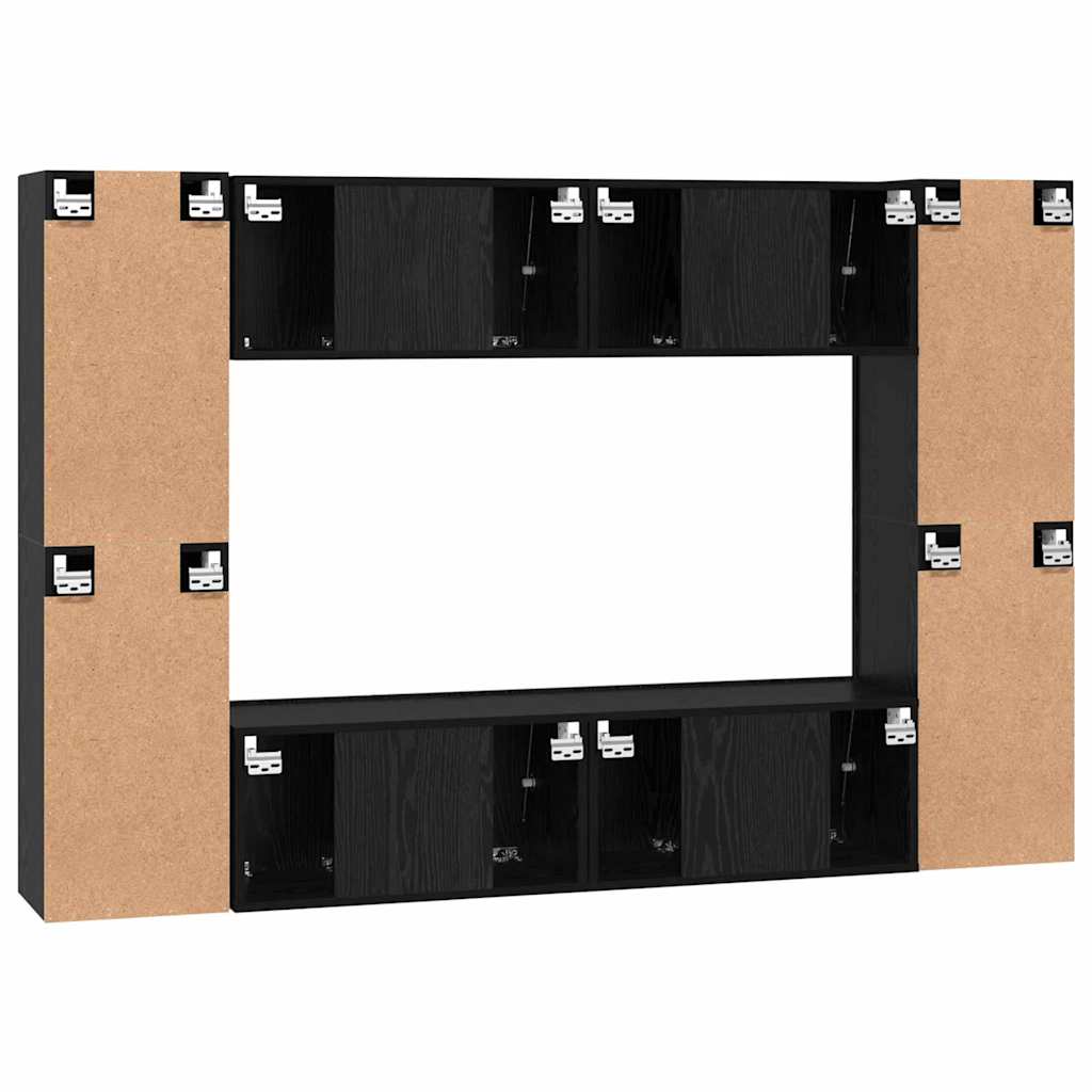 Set TV komoda Zidne 8 pcs Crni hrast Konstruirano drvo