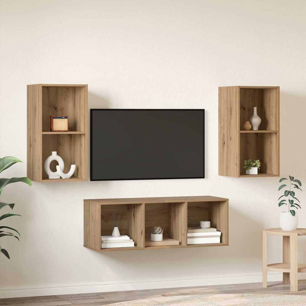 Set TV komoda Zidne 3 pcs Umjetnički hrast Konstruirano drvo