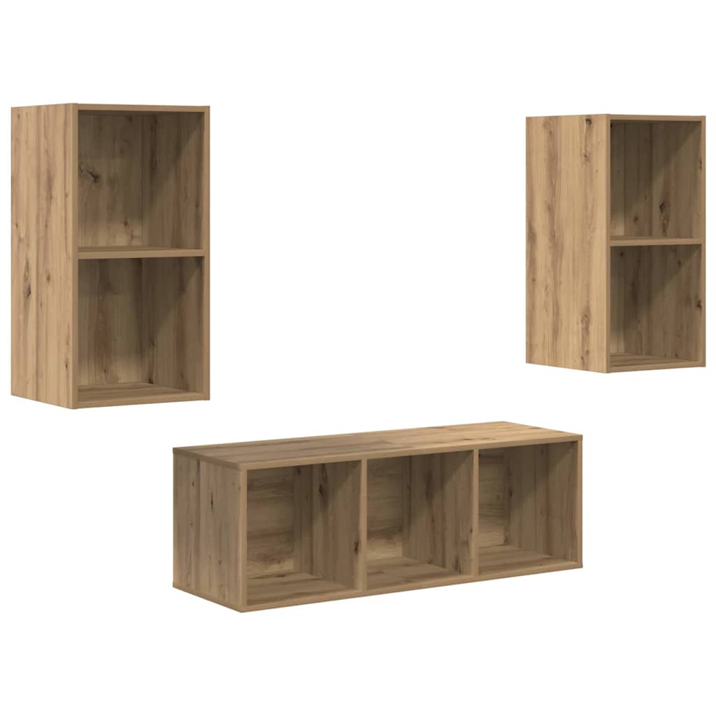 Set TV komoda Zidne 3 pcs Umjetnički hrast Konstruirano drvo