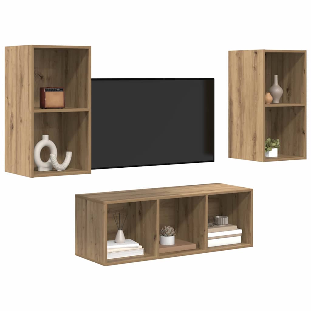 Set TV komoda Zidne 3 pcs Umjetnički hrast Konstruirano drvo