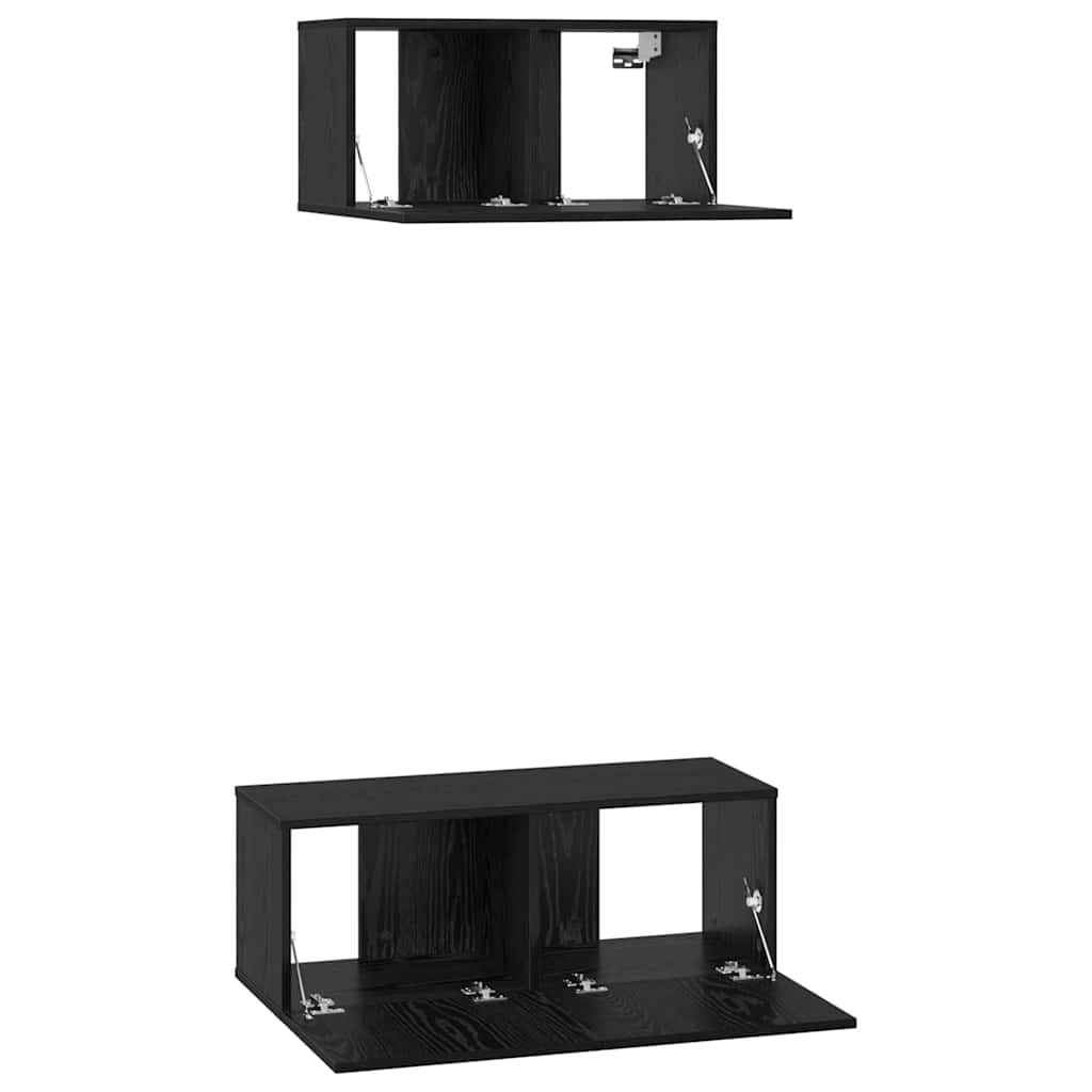 Set TV komoda Zidne 2 pcs Crni hrast Konstruirano drvo