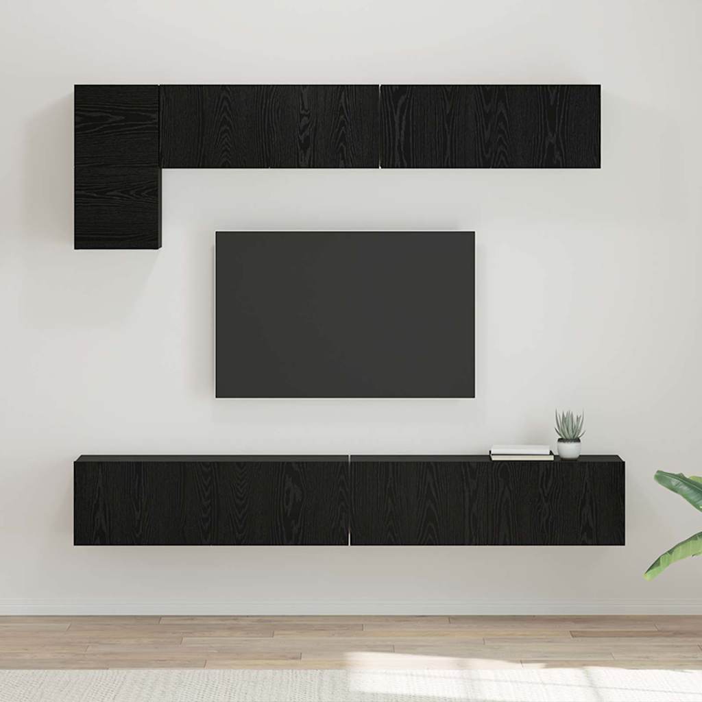 Set TV komoda 5 kom. Crni hrast Konstruirano drvo