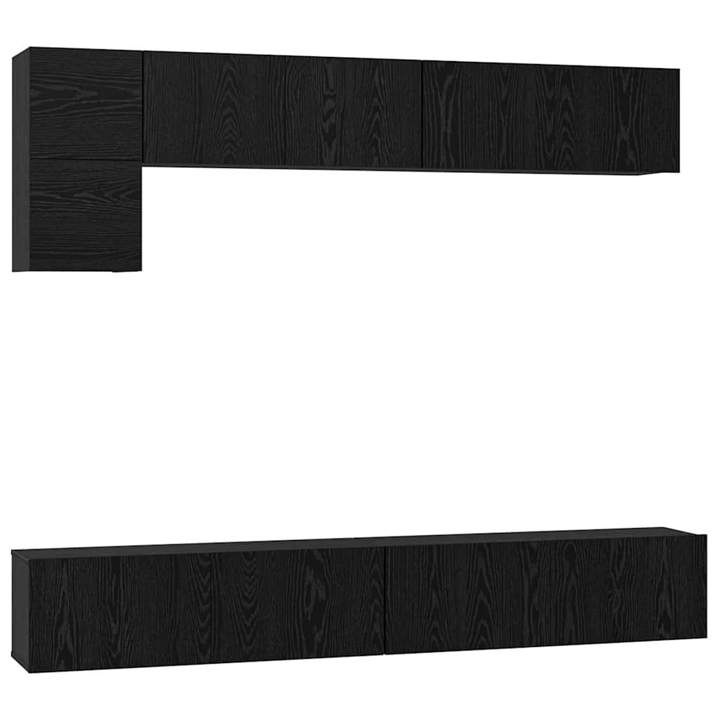 Set TV komoda 5 kom. Crni hrast Konstruirano drvo