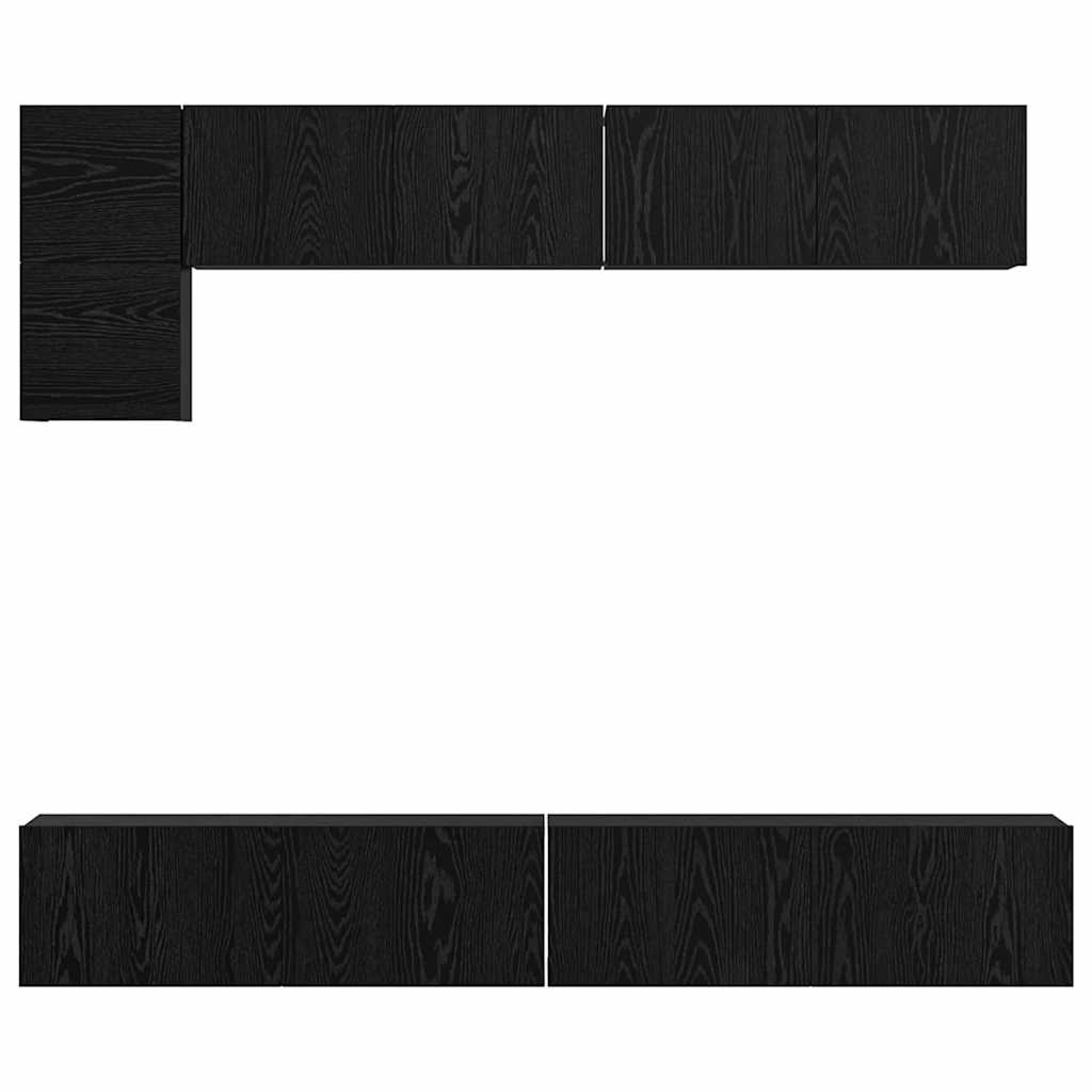 Set TV komoda Zidne 5 pcs Crni hrast Konstruirano drvo