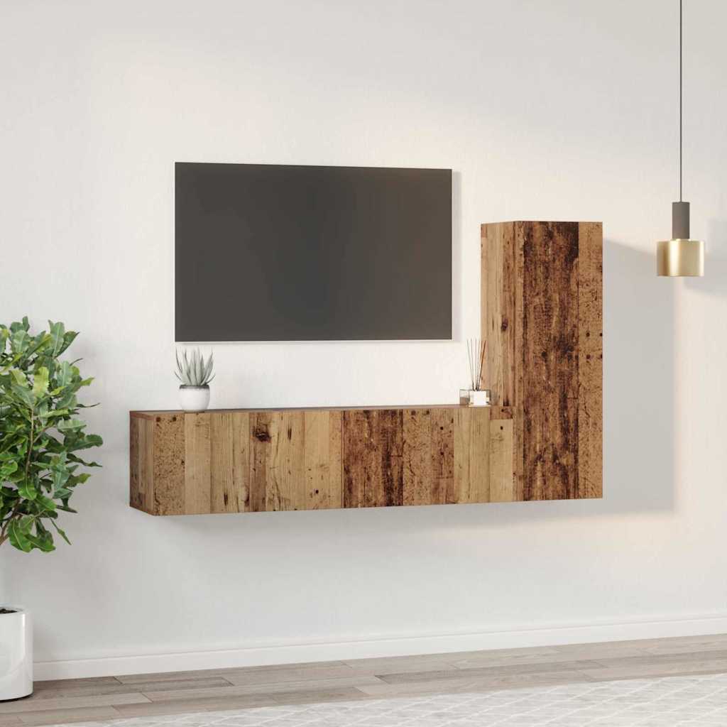 Set TV komoda Zidne 3 pcs Staro drvo Konstruirano drvo