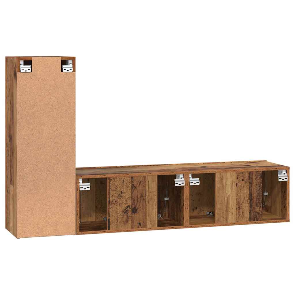 Set TV komoda Zidne 3 pcs Staro drvo Konstruirano drvo