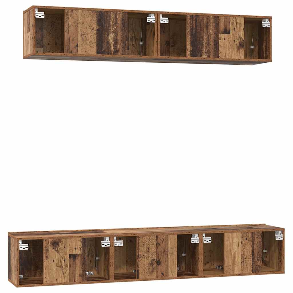 Set TV komoda Zidne 5 pcs Staro drvo Konstruirano drvo