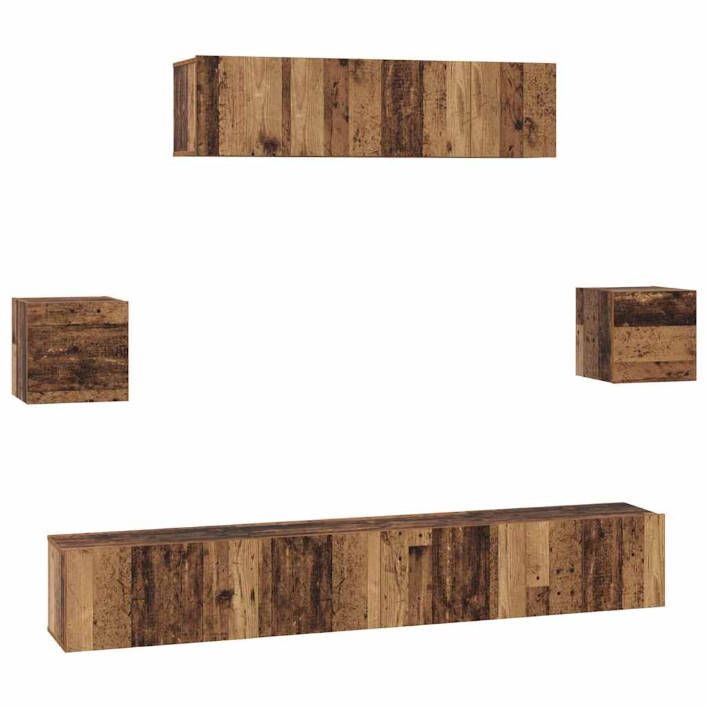 Set TV komoda Zidne 7 pcs Staro drvo Konstruirano drvo