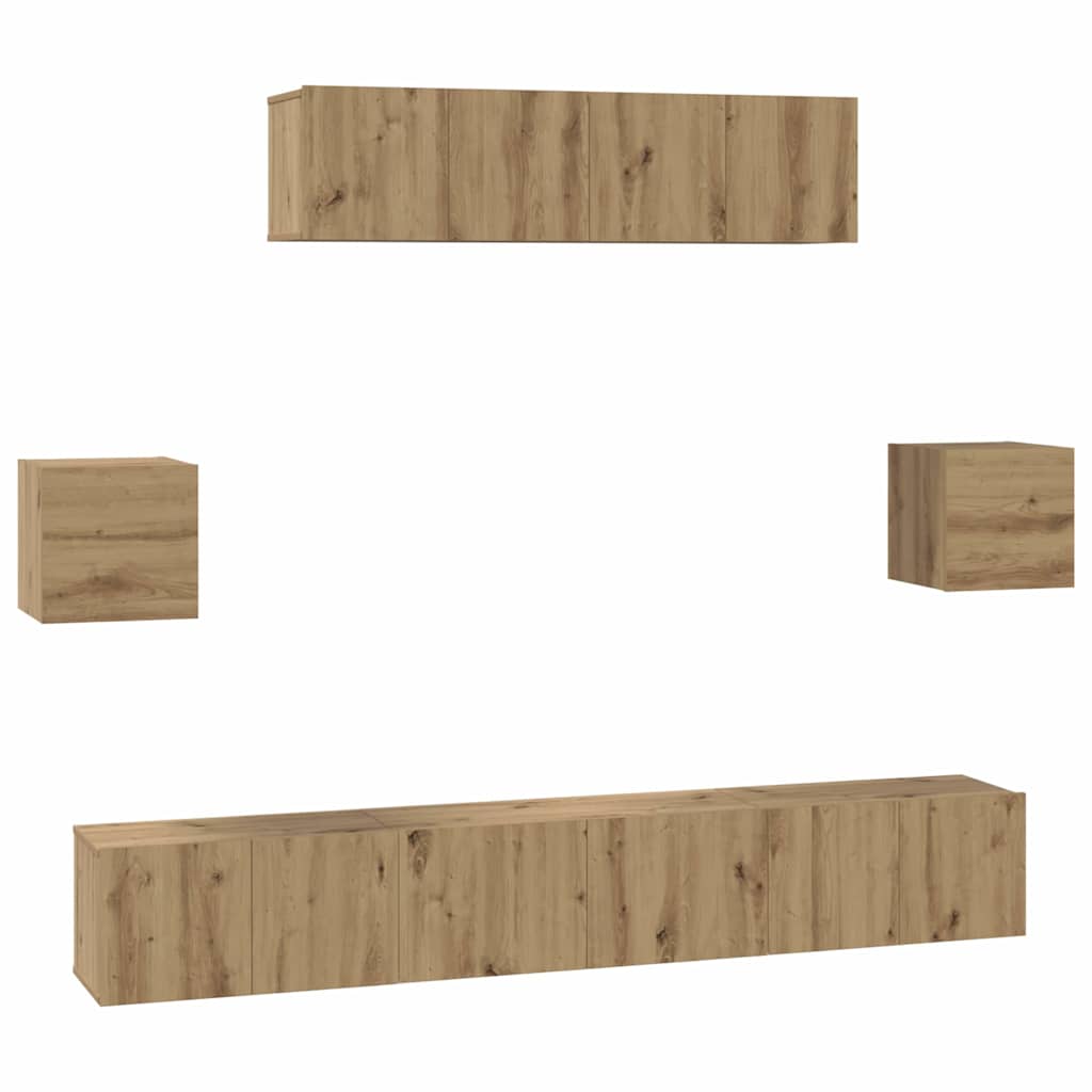 Set TV komoda Zidne 7 pcs Umjetnički hrast Konstruirano drvo