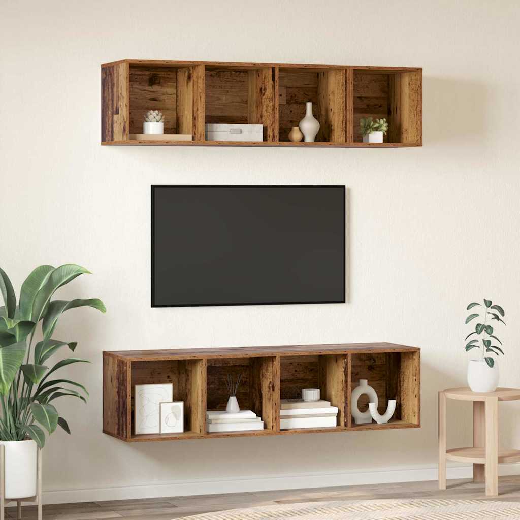 Set TV komoda Zidne 3 pcs Staro drvo Konstruirano drvo
