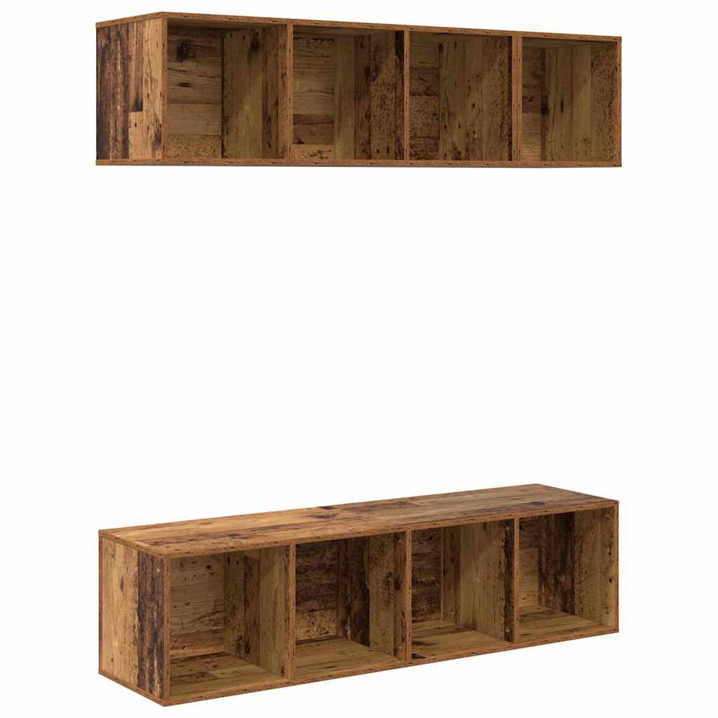 Set TV komoda 3 kom. Staro drvo Konstruirano drvo Smeđa 37 x 37 x 107 cm