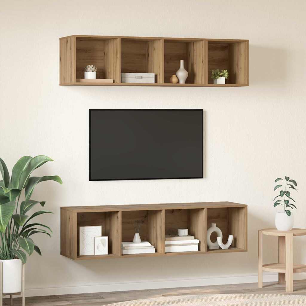 Set TV komoda Zidne 3 pcs Umjetnički hrast Konstruirano drvo