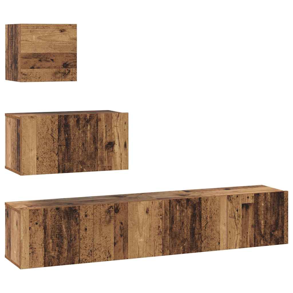 Set TV komoda Zidne 4 pcs Staro drvo Konstruirano drvo