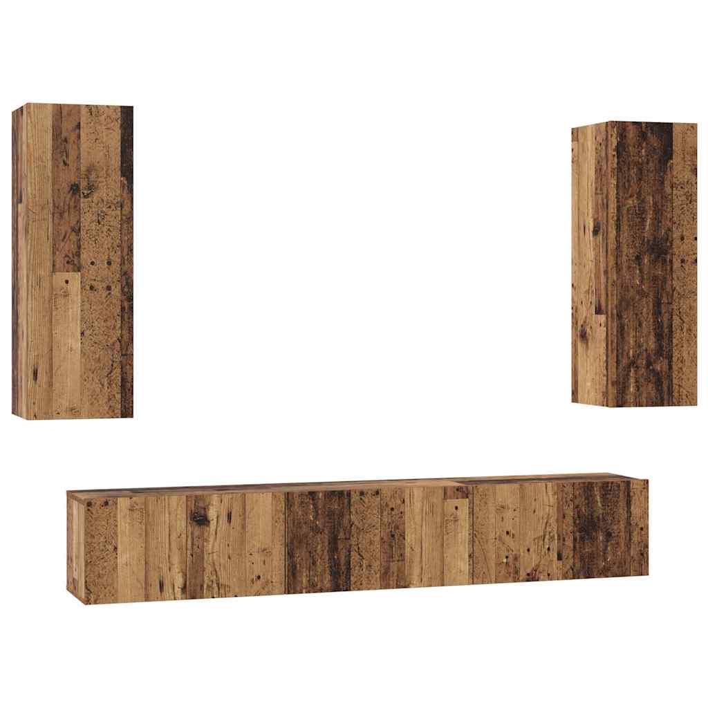 Set TV komoda Zidne 5 pcs Staro drvo Konstruirano drvo