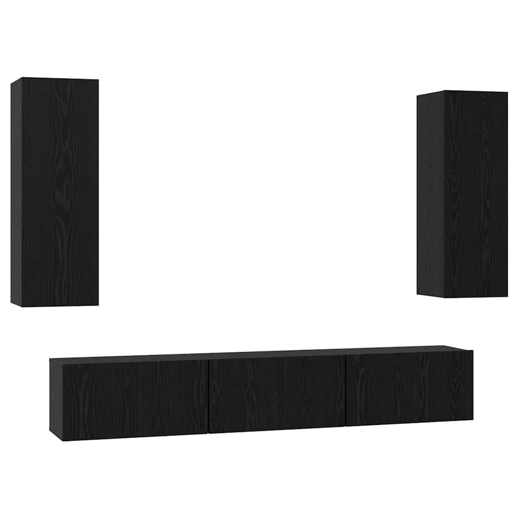 Set TV komoda Zidne 5 pcs Crni hrast Konstruirano drvo
