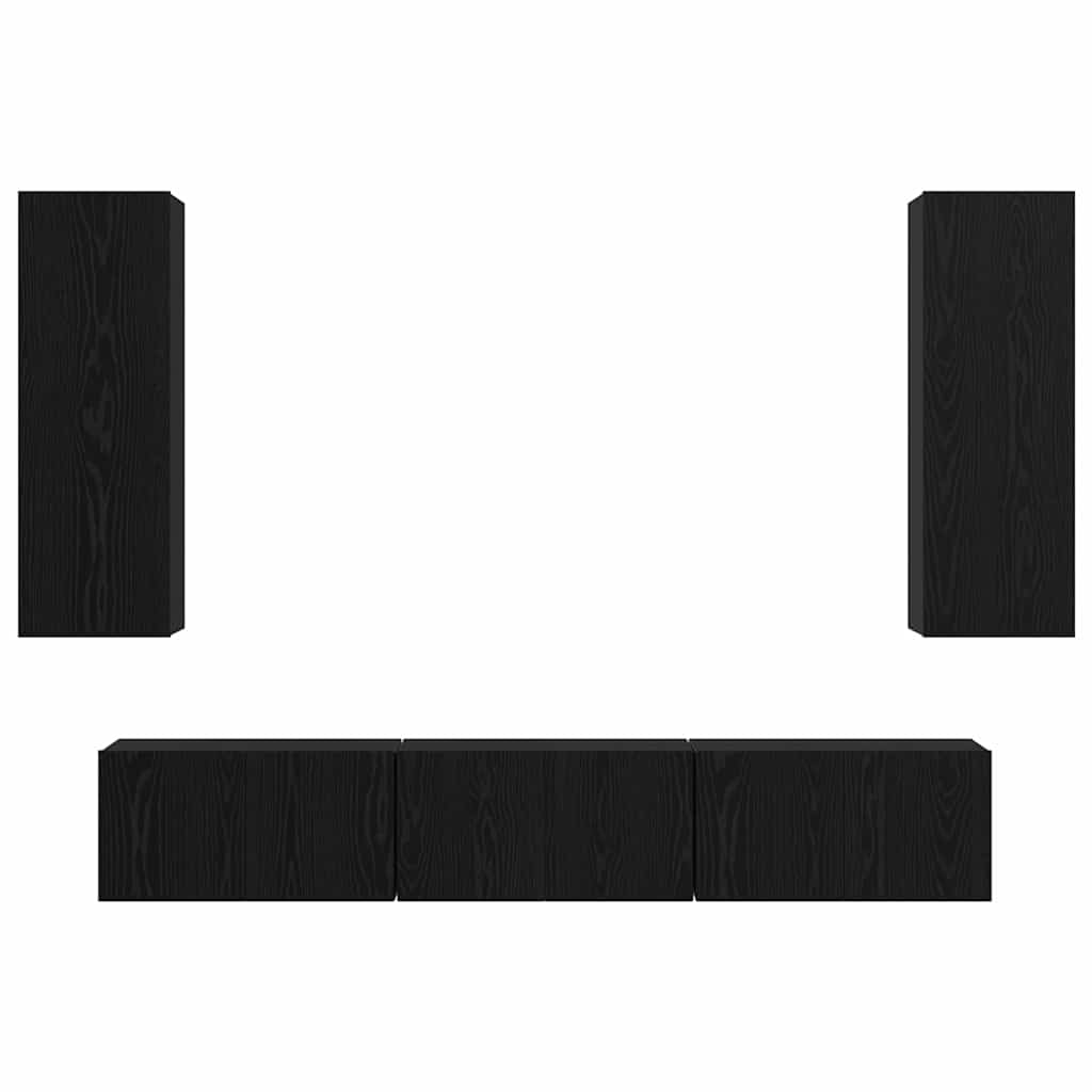 Set TV komoda Zidne 5 pcs Crni hrast Konstruirano drvo