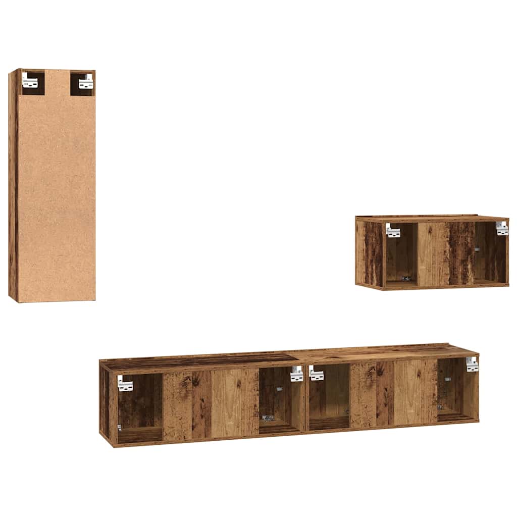 TV Kabinet za Zid Zidne 4 pcs Staro drvo Konstruirano drvo
