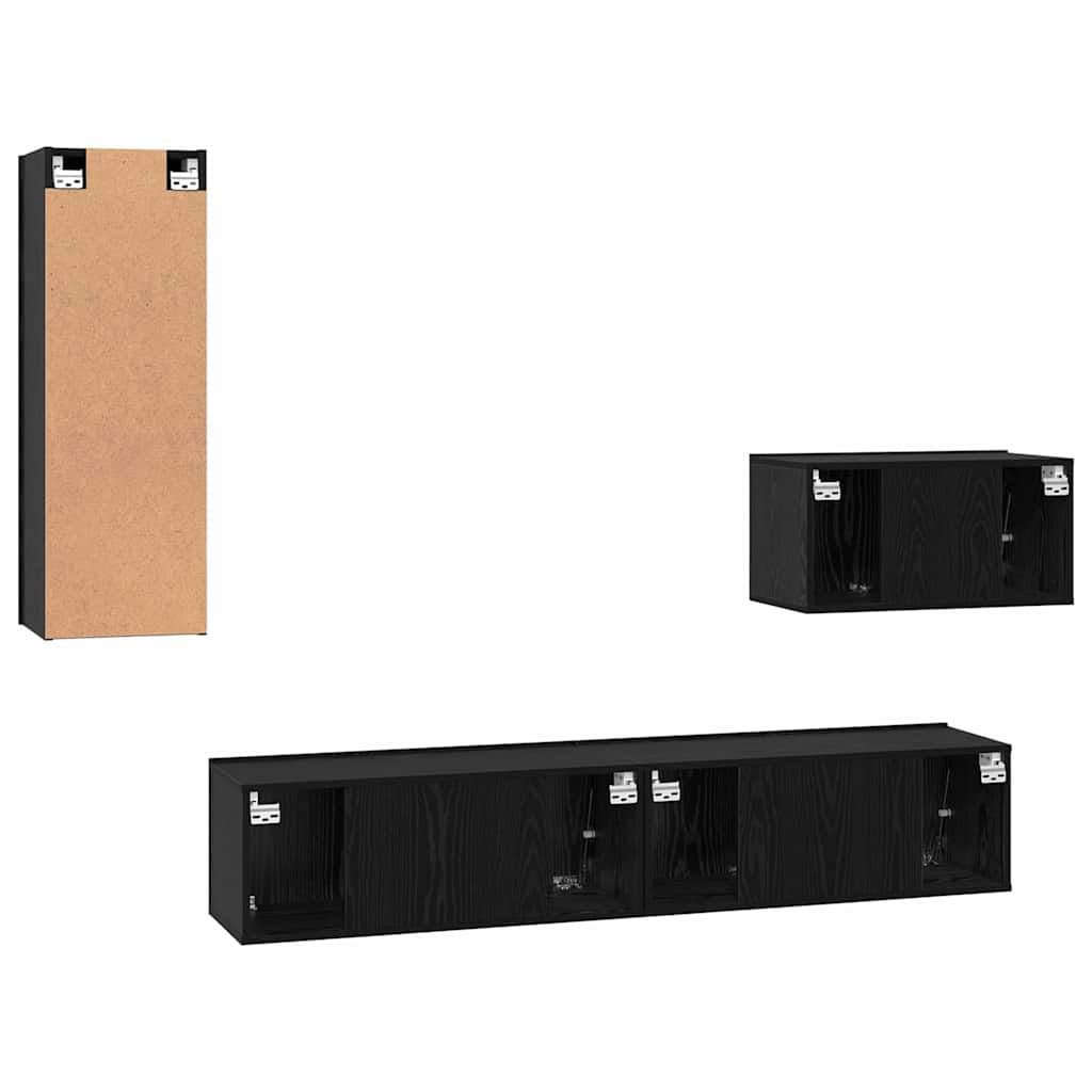 TV Kabinet za Zid Zidne 4 pcs Crni hrast Konstruirano drvo